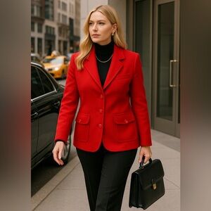 Luisa Spagnoli Red Virgin Wool Blazer Unlined – Size XL